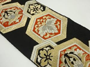 アンティーク　亀甲に桐・花模様織り出し袋帯（材料）